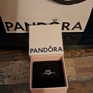 Pandora Wishbone Heart Ring Silver( size 54)
